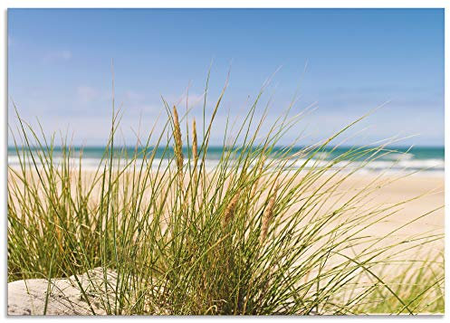 ARTland Wanddeko Wandbild Alu Verbundplatte für Innen & Outdoor Bild 100x70 cm trand Meer Dünen Küste Meerblick Sommer Sonne Himmel Gräser S9OJ
