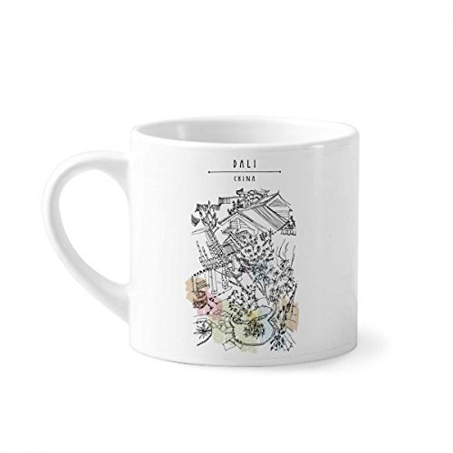 DIYthinker Dali Park Unter Beengt Häusern China Mini-Kaffeetasse Weiße Keramik Keramik-Schale mit Griff 6 Unzen Geschenk Mehrfarbig