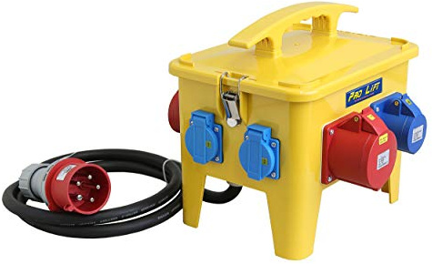 Pro-Lift-Werkzeuge Stromverteiler 32A Baustromverteiler tragbar, 8 Ausgänge, Starkstrom Steckdosen-Verteiler Camping