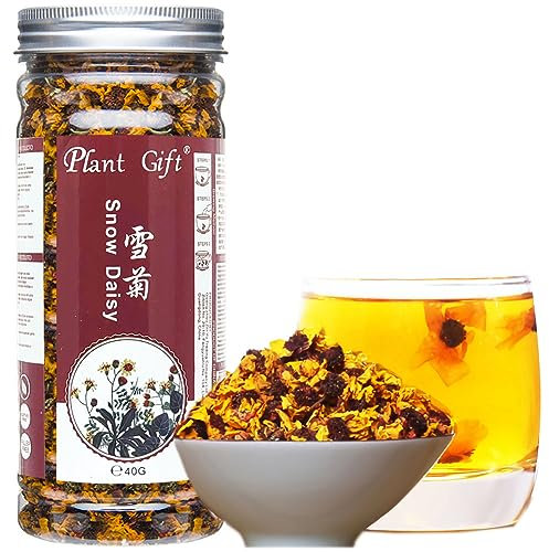 Plant Gift Kunlun Snow Daisy Tea 雪菊 Snow flor de crisantemo China Natural Organic Flora Herbal Tea Ayuda Ayuda Presión arterial más baja, Belleza Adelgazante 40G / 1.4oz