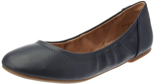 Amazon Essentials Damen Ballerinas Belice Zum Hineinschlüpfen, Marineblau Kunstleder, 38 EU Weit