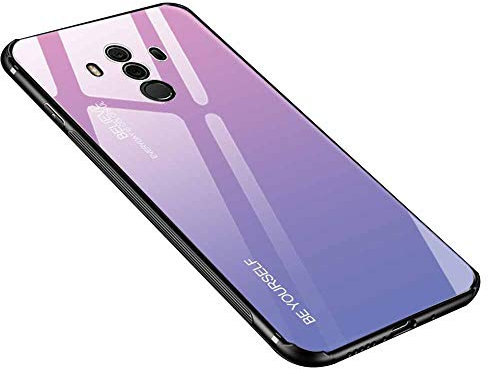 generisch - Carcasa para Huawei Mate 10 Pro, Cristal Templado Trasero de Degradado + Bordes de Silicona TPU Flexible híbrido, Funda antigolpes antiarañazos Case para Huawei Mate 10 Pro (Rosa-Violeta)
