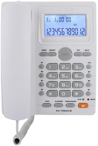 Schnurgebundes Telefon,LCD-Bildschirm Schnurtelefon Desktop Telefon mit Klarer Ton Freisprecheinrichtung,Tischtelefon Rauschunterdrückung Analog Telefon mit Dual-Port für Hause/Büro(Weiß)