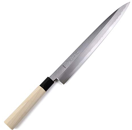 Syosaku Japanese Sushi Sashimi Chef Knife Kigami(Yellow Steel)-No.2 D-Shape Magnolia Wood Handle, Yanagiba 11.8-inch (300mm)