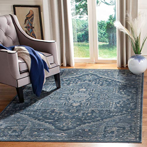 SAFAVIEH Traditionell Teppich für Wohnzimmer, Esszimmer, Schlafzimmer - Vintage Collection, Kurzer Flor, Silber und Elfenbein, 160 X 229 cm