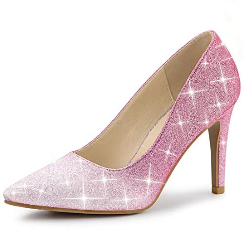 Allegra K Damen Party Glitter Stiletto High Heels Pumps Rosa 38