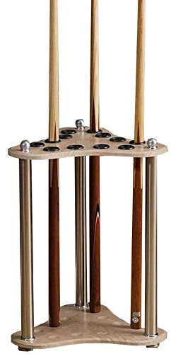 TQ Billards Porte-Queues Autoportants Pour Salle De Billard De Club,Support De Placement Pour Tringle De Billard Au Sol,Accessoires De Billard/Grain De Bois Blanc / 32x32x53cm