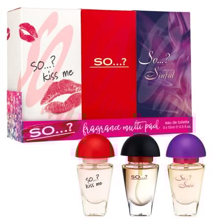 So…? Trio Three For Me Womens Eau de Toilette Perfume Gift Set, Travel Size Perfume for Women (3x15ml)