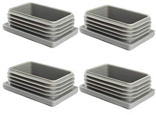 Enkotrade 4 Stück Lamellenstopfen Grau für Rechteckrohre, 40x30 mm, Rohrabdeckung aus hochwertigem Polyethylen Kunststoff, Stopfen, Endstopfen, Kappen, Gleiter | Rohrstopfen Rechteckig