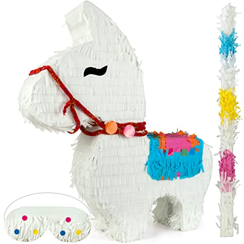 ILP Pinata Lama zum Befüllen - Lama Pinata Set mit Pinata Stock und Maske - 40 x 46 x 10 cm - Pinata Geburtstag Mädchen Junge - Alpaka Pinata Kindergeburtstag - Piñatas Kinderspiele Geburtstagsparty