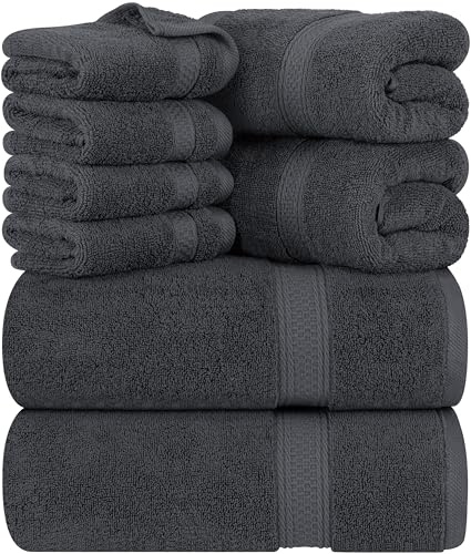 Utopia Towels 64 Piece Towel Set, 100% Cotton, Gray