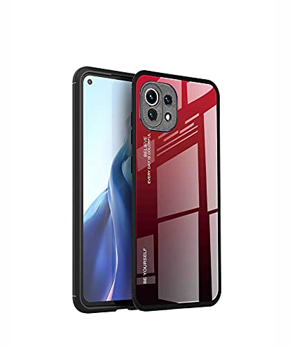 GOKEN Vetro Sfumato Cover per Xiaomi Mi 11 Lite 5G NE | Mi 11 Lite 5G | Mi 11 Lite, Cover con Schienale in Vetro temperato + Cornice Paraurti in Silicone Morbido, AntiGraffio Custodia Case (5)