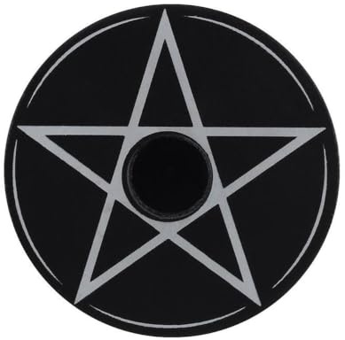 Horror-Shop Schwarzer Kerzenhalter mit Pentagramm Motiv