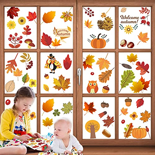 Ringraziamento Adesivo Finestre,6 Sheet Decorazioni Finestra Adesivi,Adesivi Autunno per Fnestra Decorazioni Autunno per Fnestra per Decorazioni di Feste Autunnali (6 Pezzi)