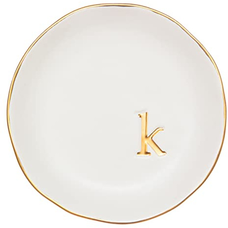 COLLECTIVE HOME - Ceramic Jewelry Tray, Decorative Trinket Dish for Rings Earrings Necklaces Bracelet Watch Keys, Birthday Mother's Day Christmas Gift for Women, 4.75, White Surface (K)