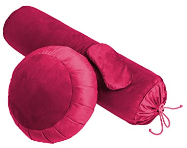 Sensory Owl Yoga Set Yogabolster Zafu Kissen Augenkissen Buchweizen Leinsamen Füllung Samtoptik Meditationskissen Yogakissen Yogarolle Karminrot