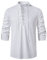 YAOHUOLE Men's Cotton Linen Shirt Regular Fit Plain Collor Lace Up Tops White L