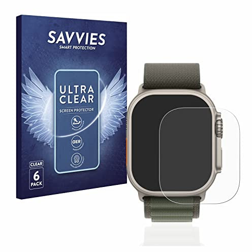 savvies Protector Pantalla para Apple Watch Ultra/Ultra 2 (6 Unidades) Película Ultra Transparente