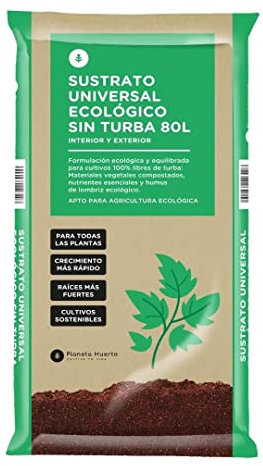 PLANETA HUERTO | Sustrato Universal Sin Turba ECO 80 Litros - Sustrato Orgánico, Aireado y Nutritivo, Perfecto para Jardines, Huertos Urbanos y Cultivo en Macetas