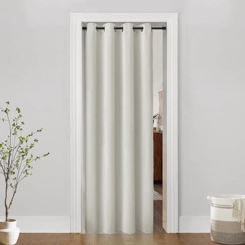 PANELSBURG Vorhangteiler für Raumtrennung, Privatsphäre, Schiebevorhänge für Speisekammern, 198 cm lang, gebrochenes Weiß/Creme