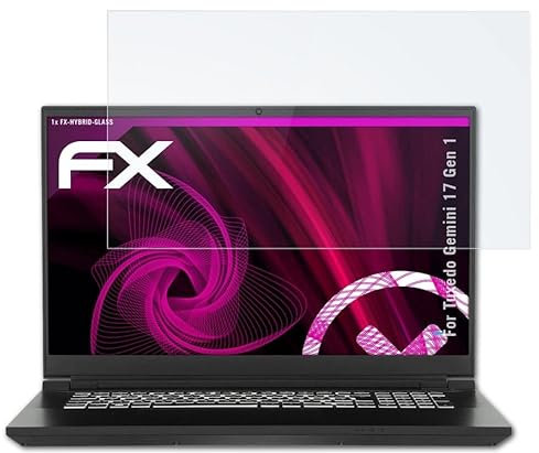 atFoliX Glasfolie kompatibel mit Tuxedo Gemini 17 Gen 1 Panzerfolie, 9H Hybrid-Glass FX Schutzpanzer Folie