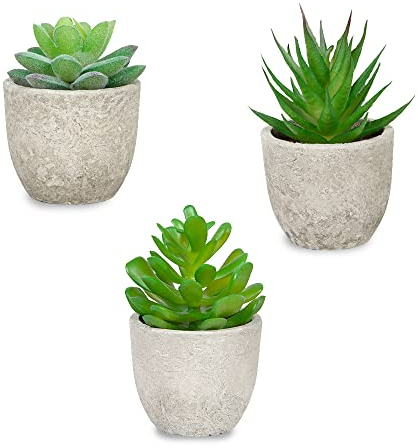 DAGORD 3pcs Succulentes Artificielles avec Pot Fausses Plantes Succulentes Interieur Plantes Artificielles Interieur Mini Plante Artificielle pour Bureau Balcon Salon Jardin Table