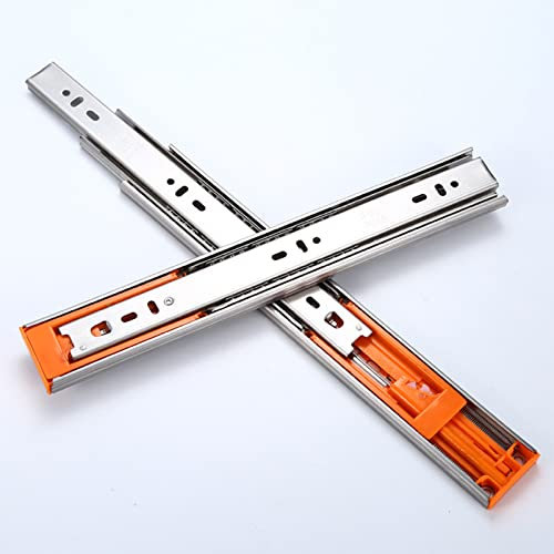 Carril Extracción Total, Guía Rodamientos Laterales,Juego guías rodamientos de Bolas, con Sistema de Freno, Cierre Suave, para cajoneras, cajones de Cocina,armarios,Montaje Lateral, 1 par(18in/45cm)