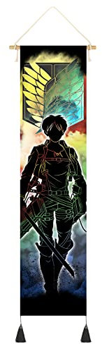 CosplayStudio Großes Attack on Titan Rollbild | Shingeki no Kyojin Kakemono | Wandposter 130x33cm | Eren Jaeger