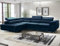 ML Furniture Ltd Avatar Velvet Ecksofa in L-Form 277 x 73 x 203 cm mit Schlaffunktion und Bettzeugbehälter - Schlafsofa mit Bettkasten - Eckcouch mit Stauraum - Rechts - Farbe: Monolith Blau (MO77)