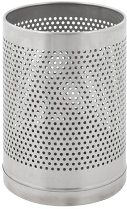 PROREGAL Perforierter runder Edelstahl Papierkorb |10 Liter, HxØ 29x22cm | Silber