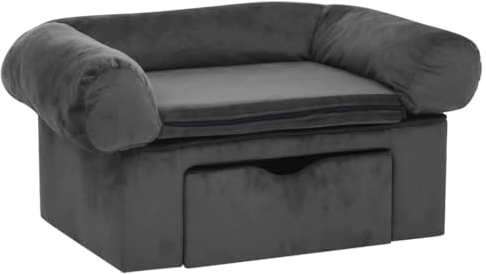 vidaXL Hundesofa Schublade Dunkelgrau 75x50x38cm Plüsch Hundebett Hundecouch