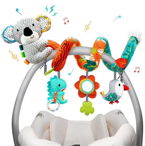 XIXILAND Kinderwagen Spielzeug Babyschale Spielzeug Babyspielzeug 0-6 Monate, Activity Spirale Babyschale Neugeborenen Spielzeug, Motorikspielzeug für Jungen Mädchen ab 0 3 6 9 12 Monaten