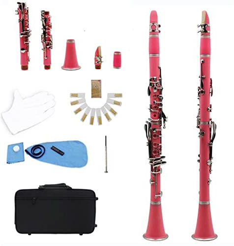 Klarinettensatz Klarinette Klarinette 17-Tasten Bakelit Musikinstrument Mehrfarbig Optional Mit Hochwertiger Oxford-Schaumstoffbox Professionelle Klarinette (Color : Pink)