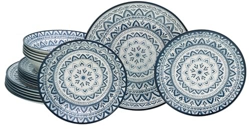 CreaTable, 17178, Serie Mexico, 18-teiliges Geschirrset, Teller Set aus Steingut, spülmaschinen- und mikrowellengeeignet, Qualitätsproduktion