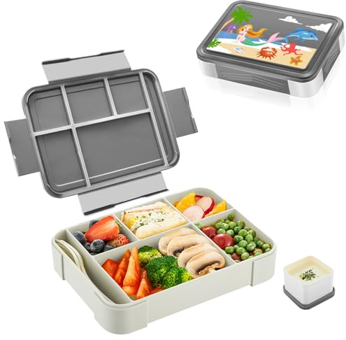 Yskmefun Brotdose Kinder mit Fächern | 1330ml Lunchbox Kinder | Bento Box | Junior Brotbox| Snackbox | Perfekt für Schule, Kindergarten & Unterwegs, BPA Frei