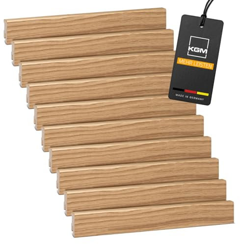 Vorteilspack KGM Sockelleiste Modern - Furnierte Massivholz-Sockelleiste in Eiche lackiert - Maße: 2400 x 16 x 40 mm - 20 Stück / 48M