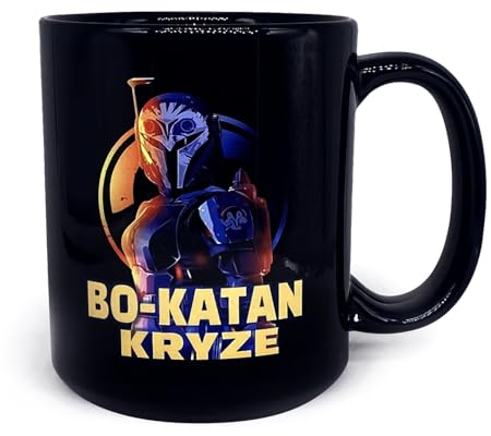 HOUSE PARTY 2K20 Star Wars Tasse BO-KATAN KRYZE Zitat Kaffeetasse, The Mandalorian TV Series Inspired, 325 ml, schwarze Keramik