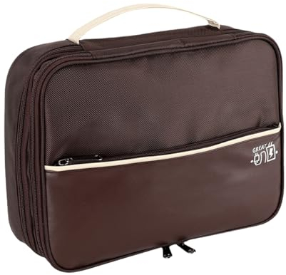 FAVORTALK Tech Pouch Travel Electronics Accessories 3 Layer Cable Storage Organiser Universal Gadget Bag for Power Bank Charger Headphone Mouse Hard Disk Adapters etc, Brown B21607