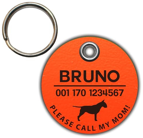 DOG TAG/HUNDEMARKE - aus Biothane - orange (neon) - v2 (HUND) - rund - Ø 3,4 cm