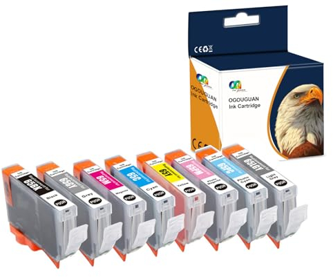 OGOUGUAN Caidi Tintenpatrone kompatibel zu CLI-65 CLI65 Pigment (8-Pack BK C M Y PC PM GY LGY) Ersatz für Canon Pixma PRO-200