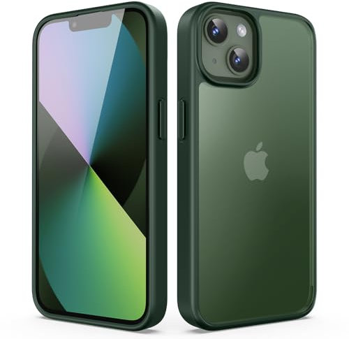 TIIXXA Matte Case for iPhone 13 6.1-Inch, Shockproof Drop Protection, Frosted Translucent Back Phone Cover, Anti-Fingerprint (Green)