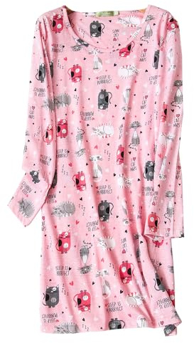 Dreamskull Nightdress for Women Ladies Long Sleeve Nightie Loose Nightshirt Cartoon Stely Nightgowns Home T-Shirt Dress For Autumn