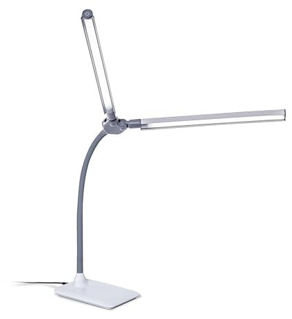 DuoPro™ LED-Schreibtischlampe mit zwei Köpfen, blendfreier Schirm, dimmbar, CRI 95+ – Modernes Design für Büro, Basteln & Lernen (UK-Stecker)