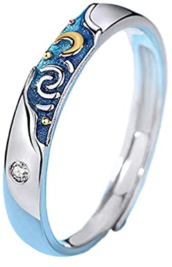 YIGZYCN Passendes Versprechen, einzigartiger Van Gogh Sternenhimmel, Paar, Verlobungsring, Freundschaftsschmuck, für Damen und Herren, Paar, passender Ring zur Verlobung