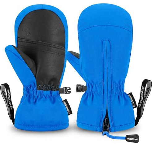 Andake Kinderhandschuhe,Warme Winterhandschuhe Wasserdicht Winddicht Handschuhe für Skifahren, Spielen, Outdoor-Aktivitäten, Jungen und Mädchen (Blau-kurz,XXXXS(ca.1-2 Jahre)