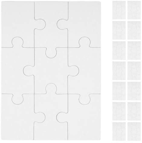 Abaodam 15 Blatt Leeres Puzzle Weiße Leere Puzzles Zum Bemalen Leere Puzzleteile Bemalbares Beschreibbares Wärmeübertragungspuzzle Unvollendetes DIY-Puzzle Für DIY-Bastelarbeiten