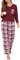 Sopesil Pyjama Femme Hiver Ensemble de Pyjama Chaud et Doux Col V à Manches Longue et Bas de Pyjama à Carreaux Vêtement de Nuit 2 Pièces pour Femmes avec Poches,XL,Vin Rouge