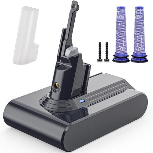 6500 mAh Batería para Dyson V7 SV11 Motorhead Animal Mattress Fluffy Trigger Car+Boat Absolute Aspiradora con 2 Filtros de Repuesto, 21,6 V