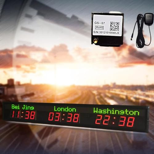 LED-Uhr mit mehreren Zeitzonen, Weltzeitzonenuhr, kann den Städtenamen ändern, automatische GPS-Zeitkorrektur, Verbindung zum Hotspot der Uhr über Ihr Telefon oder Ihren Computer herstellen,3cities