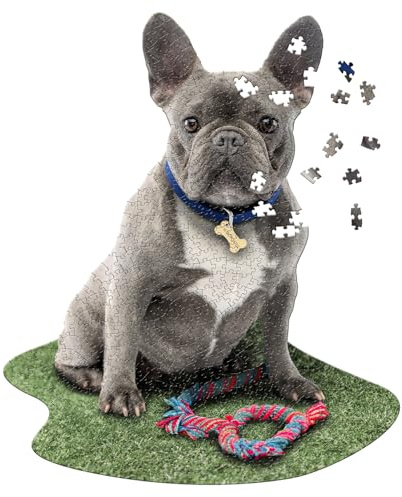 Madd Capp: I Am Frenchie - 550 Piece Puzzle - Dog Shaped Animal Jigsaw, 25 x 30 Assembled Size, Poster Reference, Educational Fun Fact Booklet